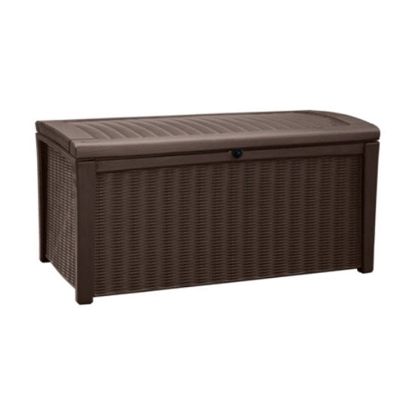 Keter Borneo Outdoor All-Weather 110 Gallon Plastic and Resin Deck Box, Brown
