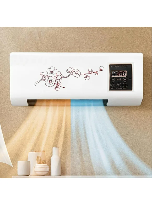 Peorpel Mini Air Conditioner, Wall Mounted Mini Cooling and Heating Mini Air Fan 2000W Portable Wall Mounted Ac and Heater Combo with Remote Control or Touch Screen Control for Bedroom, Living Room