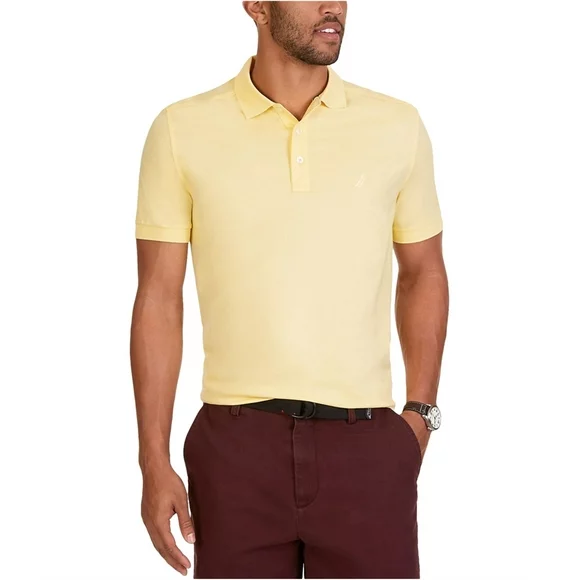 Nautica Mens SS Tech Rugby Polo Shirt, Yellow, XX-Large