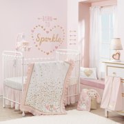 Lambs & Ivy Confetti 4-Piece Crib Bedding Set - Pink, Gold, White, Love, Hearts