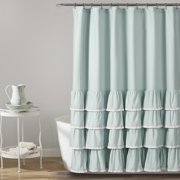 Lush Decor Ella Lace Ruffle Textured Polyester Shower Curtain, 72x72