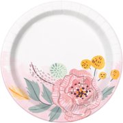 Painted Floral 7" Plate - Party Supplies - 8 Pieces