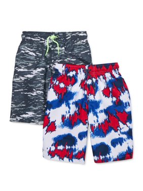 Wonder Nation Boys 4-18 & Husky Swim Trunk Shorts, 2-Pack