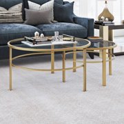 Evelyn&Zoe Contemporary Nesting Coffee Table Set with Glass Top