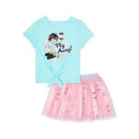 Netflix's Over The Moon Girls Short Sleeve Top and Tutu Skirt, 2-Piece Outfit Set, Sizes 4-18