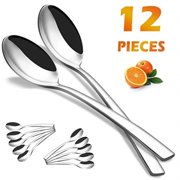 dinner spoons, elegant life 12-piece japan large stainless steel spoons set mirror polished modern flatware cutlery spoons for home, kitchen or restaurant, 8 inches