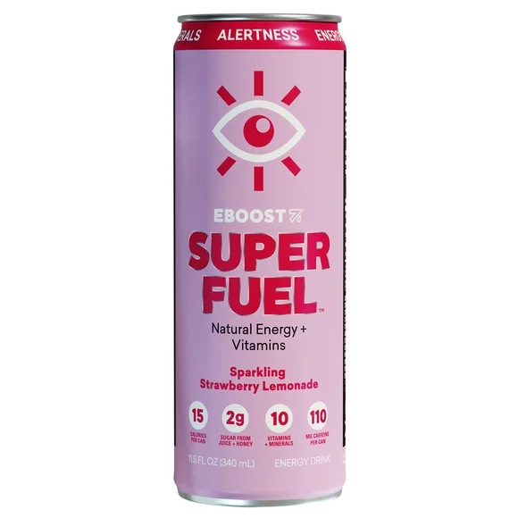 EBOOST SUPER FUEL Natural Energy and Vitamins, Strawberry Lemonade, 11.5oz