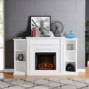 Crayfire Bookcase Electric Fireplace, White