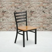 Flash Furniture 2pk HERCULES Series Black Ladder Back Metal Restaurant Chair, Wood Seat, Multiple Colors