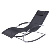 Outsunny Chaise Rocker Patio Lounge Chairs Swing Recliner Relaxer w/ Pillow