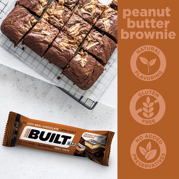 Built Bar Protein Bar, Peanut Butter Brownie, Gluten Free, 12 count