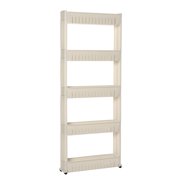 Laundry Room Organizer, Mobile Shelving Unit Organizer with 5 Large Storage Baskets, Gap Storage Slim Slide Out Pantry Storage Rack for Narrow Spaces
