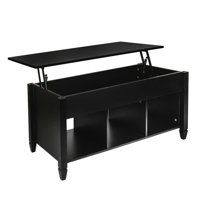 Zimtown Lift Up Top Coffee Table with Hidden Compartment End Rectangle Table Storage Space Living Room Furniture (Black)
