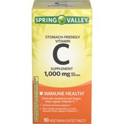 Spring Valley Stomach-Friendly Vitamin C Supplement, 1,000 mg, 90 count