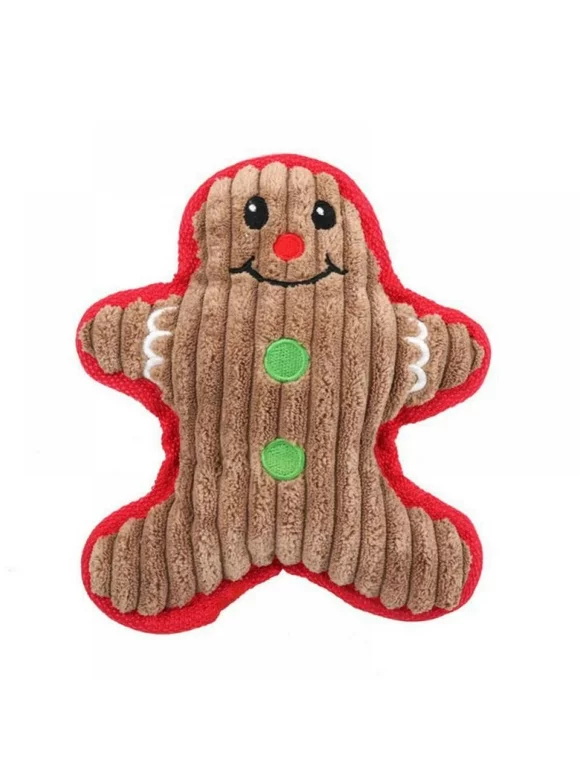 Gingerbread Man Christmas Plush Dog Toy Funny Squeaky Dog Chew Toy Puppy Cat Toy Xmas Tree Decoration Gift for Pet Birthday Christmas