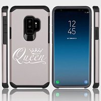 For Samsung Galaxy Shockproof Impact Hard Soft Case Cover Queen Fancy (Silver for Samsung Galaxy S9+ (Plus))