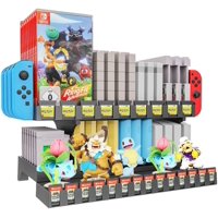 Skywin Retro Games Cartridge Holder Compatible with Nintendo Gameboy, Switch, NES, N64, and 3DS Games - 61 Games Capacity, Includes Slots for Switch Tablet, Joycon Controllers, and Amiibo Display