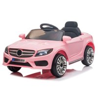 12 V Ride on Car for Kids Party Gift, URHOMEPRO Ride on Cars with Remote Control, Battery Powered Electric Vehicles Truck with 3 Speed, Light, MP3 Player, Ride on Toys for Girls Boys, Pink, W14104