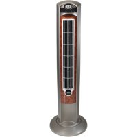 Lasko 42" Wind Curve 3-Speed Oscillating Tower Fan with Nighttime Setting and Remote Control, T42954, Gray/Woodgrain