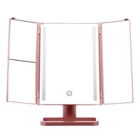 Onyx Professional LED Makeup Mirror 3xMagnification with In-Base Storage, 11.02" x 7.08" x 1.02", Rose Gold