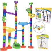 Marble Run Sets for Kids Activities - Marble Galaxy Fun Run Set Game - Translucent Marble Maze Race Track Indoor Toys - Educational STEM Toy Building Construction Games - 90 Pcs & Glass Marbles