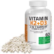 Vitamin K2 (MK7) with D3 Supplement Bone and Heart Health Non GMO & Gluten Free Formula - Easy to Swallow, 60 Capsules
