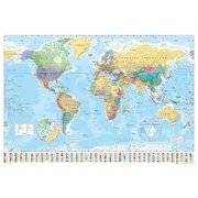 Political Map Of The World - Educational Poster / Print (World Map With Flags - Version 2) (Size: 36" x 24")
