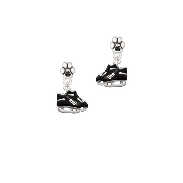Black Ice Skates - Black Crystal Paw Earrings