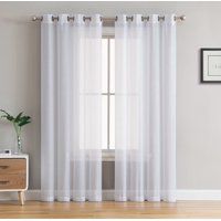 THD 2 Piece Semi Sheer Voile Window Curtain Drapes Grommet Top Panels for Bedroom, Living Room & Kids Room - Set of 2 panels