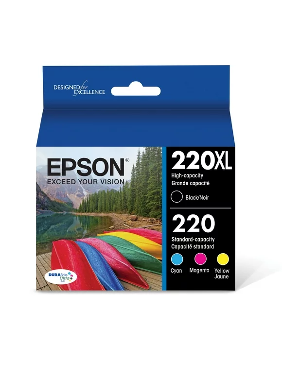 EPSON 220 DURABrite Ultra Ink High Capacity Black & Standard Color Cartridge Combo Pack Works with WorkForce WF-2630, WF-2650, WF-2660, WF-2750, WF-2760, Expression XP-320, XP-420, XP-424