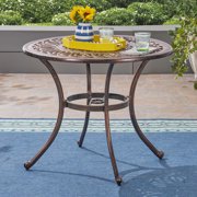Clayton Outdoor Round Cast Aluminum Dining Table, Shiny Copper