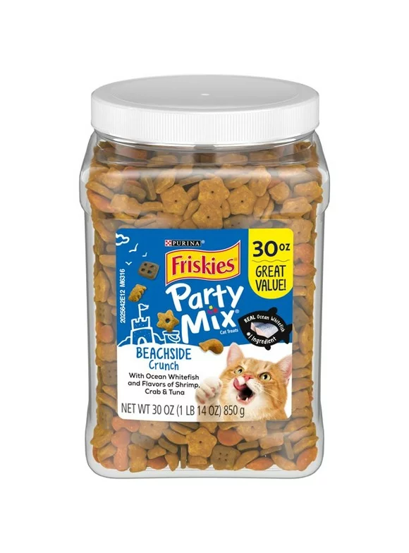Purina Friskies Cat Treats, Party Mix Beachside Crunch, 30 oz. Canister
