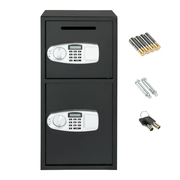 Ktaxon Twofol Door Digital Safe Depository Drop Box Safes Cash Office Security Lock New