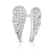NATALIA DRAKE 1/4 Cttw Diamond Angel Wing Stud Earrings for Women in Rhodium Plated Sterling Silver (Color I-J / Clarity I2-I3)