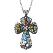 Shop LC Multi Color Stainless Steel Glass Cross Pendant Necklace For Women Fashion  Delicate Jewelry Size 20"