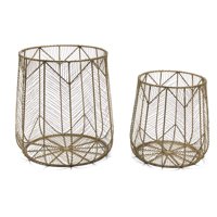 Handmade Chevron Wire 2 Piece Basket Set, Brass by Drew Barrymore Flower Home