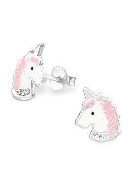 Hypoallergenic Sterling Silver Unicorn Stud Earrings for Little Girls (Nickel Free)