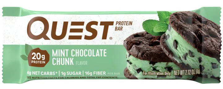 (12 Pack)Quest Protein Bar, Mint Chocolate Chunk, 20g Protein, 1 ct.