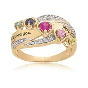 Personalized Family Jewelry? Birthstone Heart's Journey Mother's Ring available in Sterling Silver, Gold and White Gold
