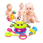Baby Concert Toys 5Pcs New Roll Drum Musical Instruments Band Kit Unisex Colorful Educational Learning and Development Toys Gift for Toddler Infant Newborn Children Kids Boys