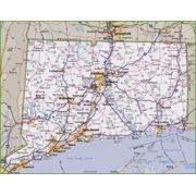 Laminated Poster Connecticut Road Map Glossy Poster City County State Ct Usa Poster Print 24 x 36