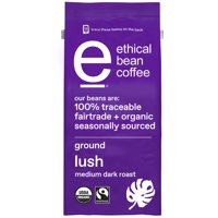 Ethical Bean Fair Trade Organic Coffee, Lush Medium Dark Roast, Ground Coffee, 8 oz. Bag