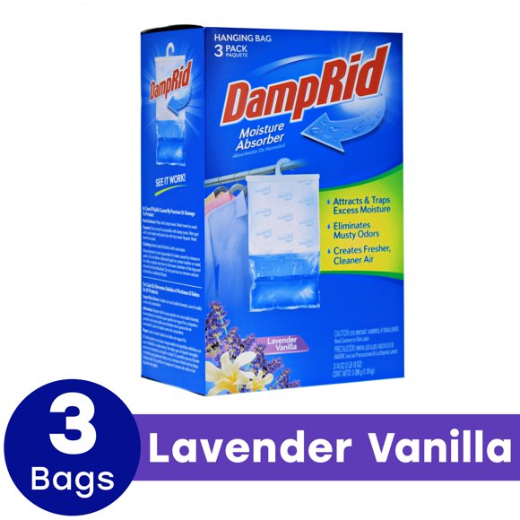 DampRid Hanging Moisture Absorber, Lavender Vanilla, 14 oz, 3 Pack