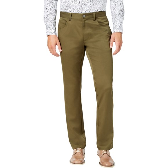 I-N-C Mens Shiny Casual Trouser Pants, Green, 34W x 30L