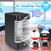 4 in 1 Mini USB Personal Space Air Conditioner, Air Cooler, Humidifier, Purifier, Desktop Cooling Fan with 2 Speeds for Summer Office Household Out Outdoor, AC/Battery Powered