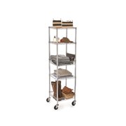 HSS 16"x16"x53.7"H 5 Tier Wire Shelving Tower with Casters, Chrome