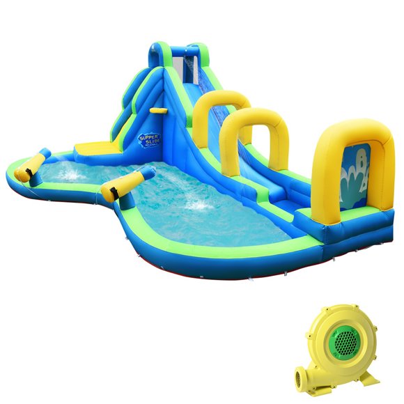 Gymax Kids Inflatable Water Park Bounce House with Blower