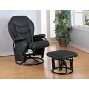 Upholstered Casual Black Swivel Glider and Ottoman