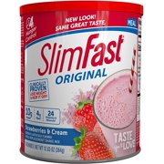 SlimFast Original Strawberries & Cream Meal Replacement Shake Mix  Weight Loss Powder  12.83 oz Canister  14 servings