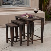Newton Outdoor Wicker Nesting Table, Set of 3, Multiple Colors